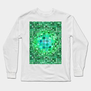 Optical Illusion Sphere - Green Long Sleeve T-Shirt